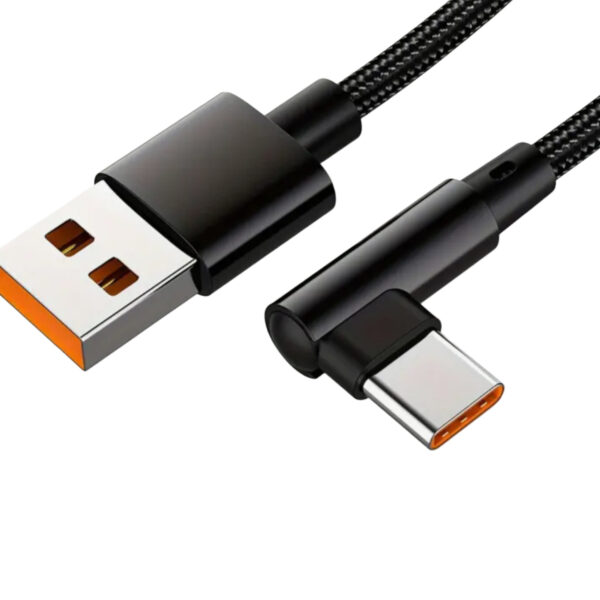 90 Degree USB-C Charging Cable- Black