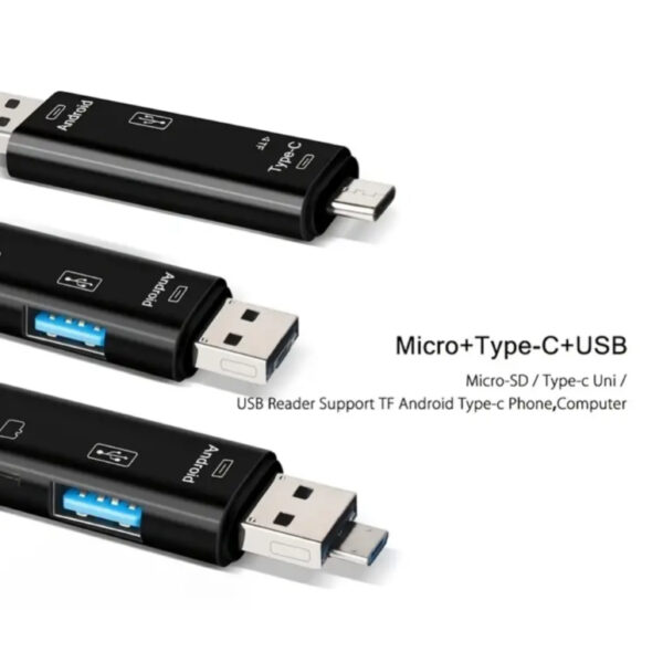 5-in-1 USB Memory Card Reader - Black
