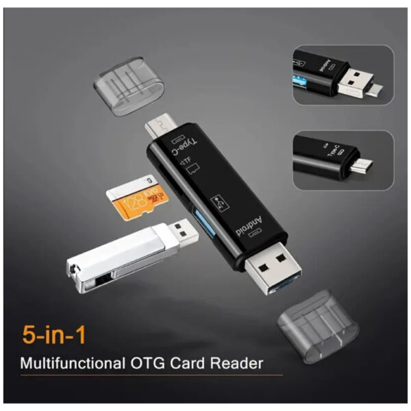 5-in-1 USB Memory Card Reader - Black